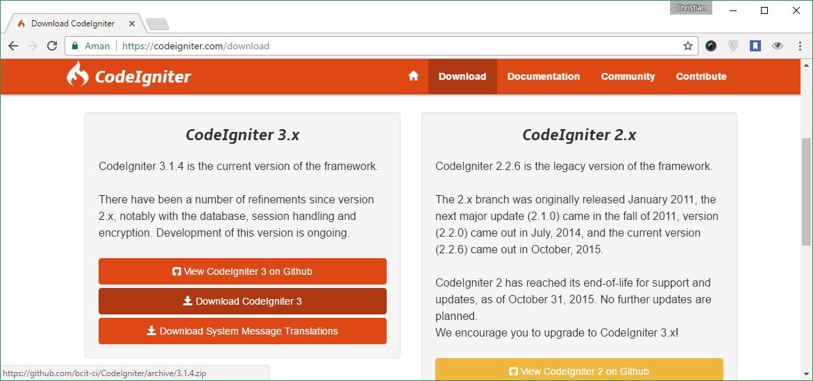 Download CodeIgniter