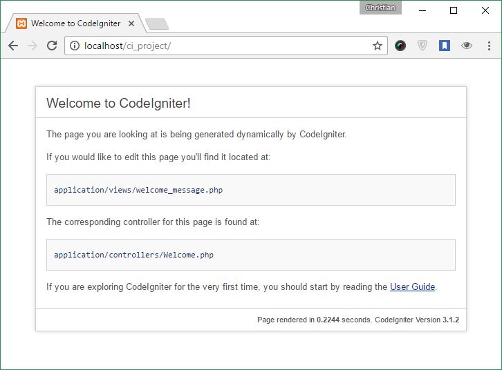 Contoh tampilan awal Code Igniter