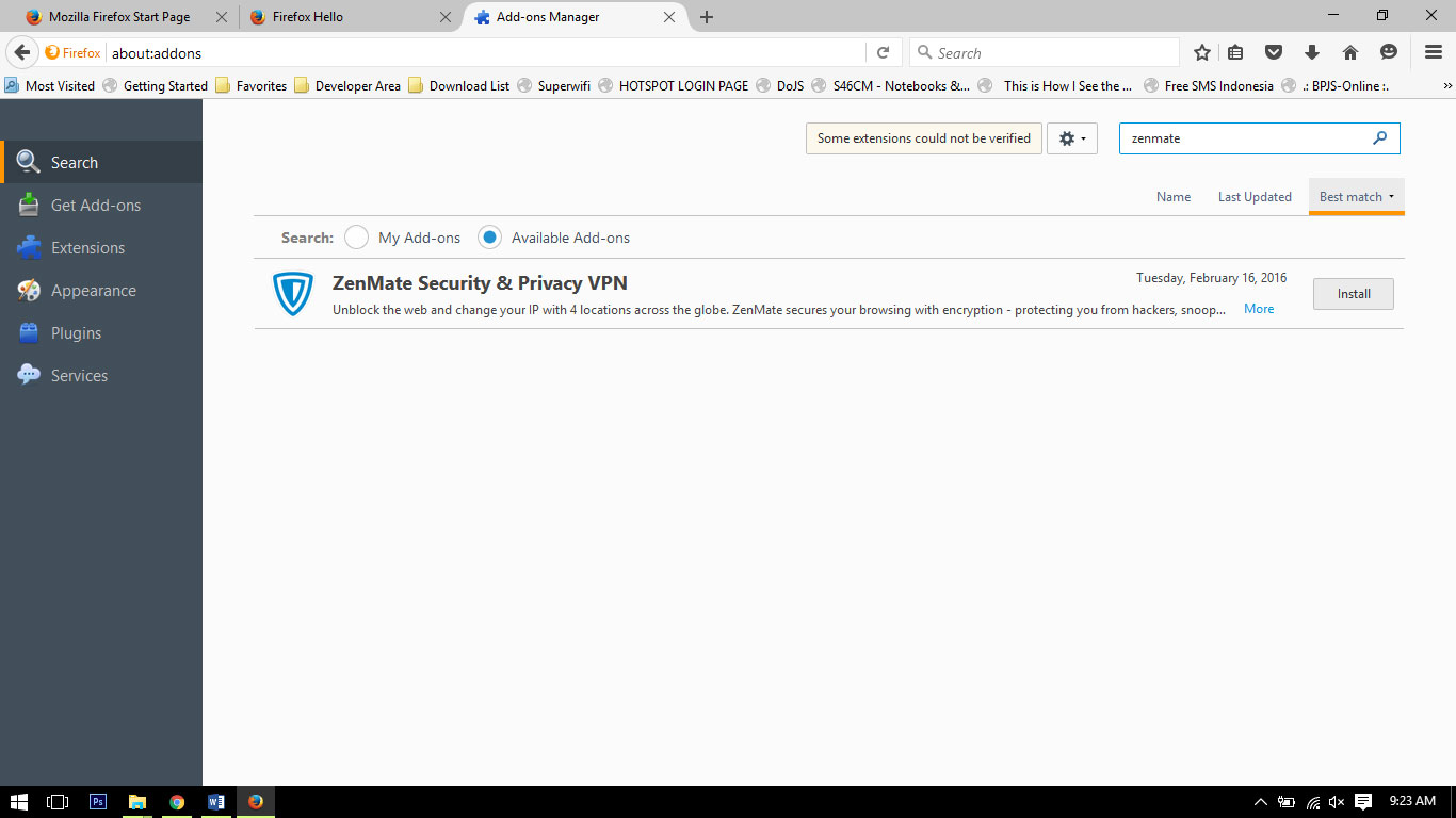 Zenmate di Firefox