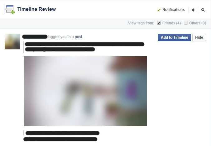 Facebook Timeline Review Interface