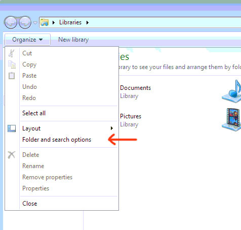 Folder Option Windows 7